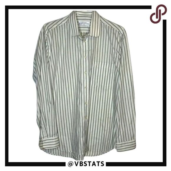 42-16.5" Gentlemen Givenchy Gray-White Striped LS - Picture 1 of 7